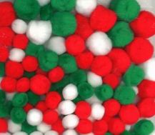 POM POM XMAS ASSORTED SIZE AND COLOURS  -150PK