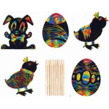 SCRATCH ART - EASTER SHAPES W/TOOL 30'S